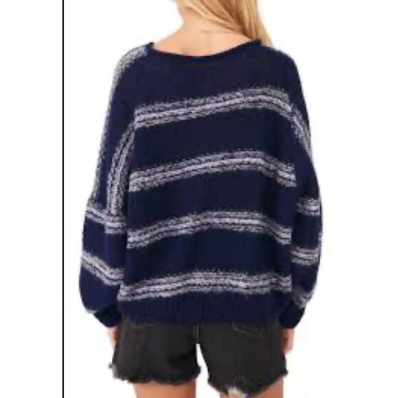 Free People Sweater Womens Small Blue Alpaca Stripe Knit Pullover Boho Peru Cozy - Picture 2 of 12